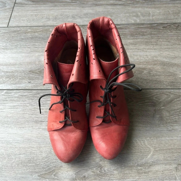 Claudia Laser Cutout Leather Fold Over Cuff Heeled Boots - Picture 2 of 16